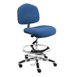 Fabric ESD Wide Chair With Adj.Footring and Aluminum Base, 20"-28" H  Single Lever Control